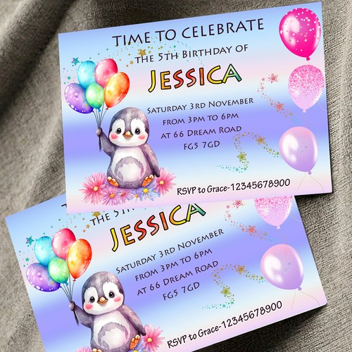 Personalised penguin birthday - personalised,