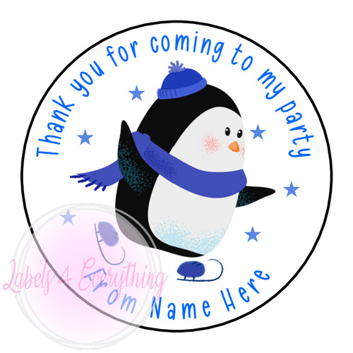 Personalised blue penguin - blue, ice