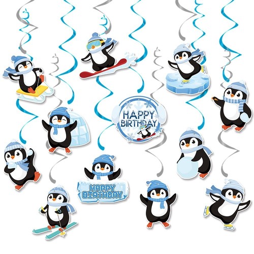 Penguin hanging swirls winter - penguin,