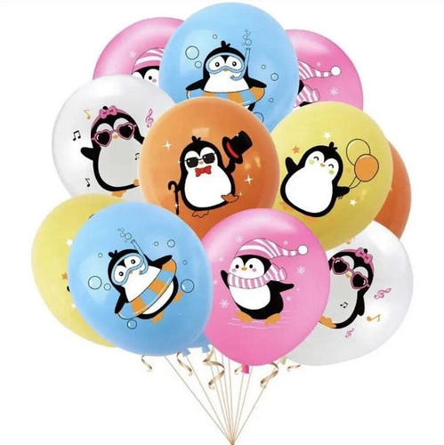 Penguin x10 balloons birthday - penguin,